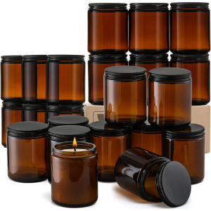 24 Pack 8oz Amber Glass Jar Set